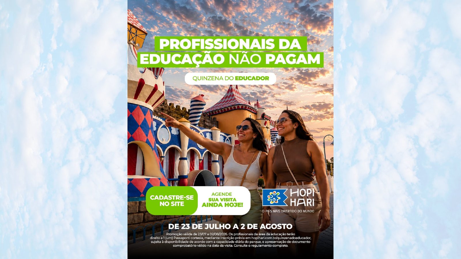 Hopi Hari homenageia professores com ingresso cortesia durante as férias escolares