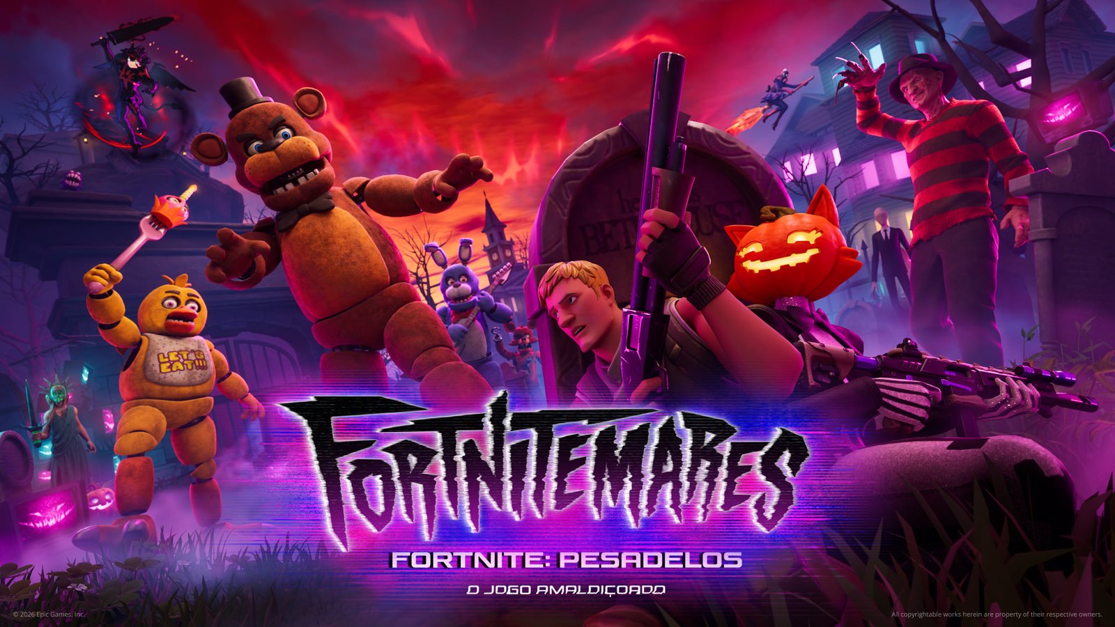 Fortnite: Pesadelos 2026 traz Freddy Krueger, Five Nights at Freddy’s e novas armas